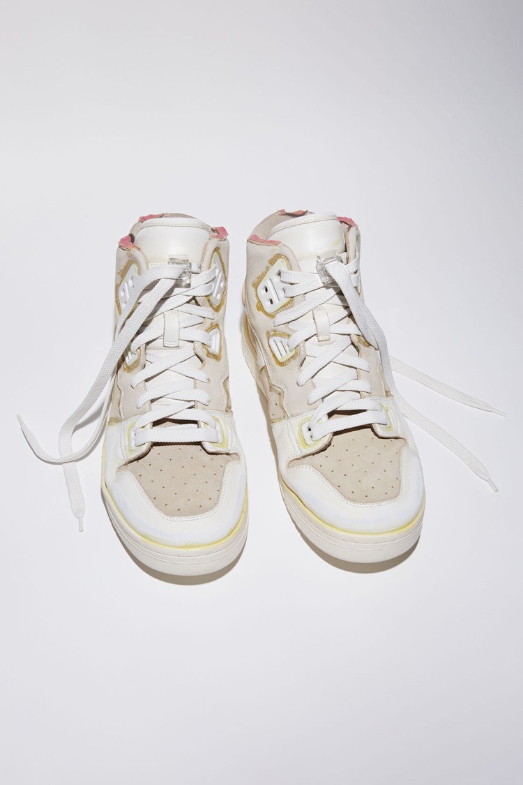 White / White Acne Studios High Top Leather Men's Sneakers | KNZG-64175