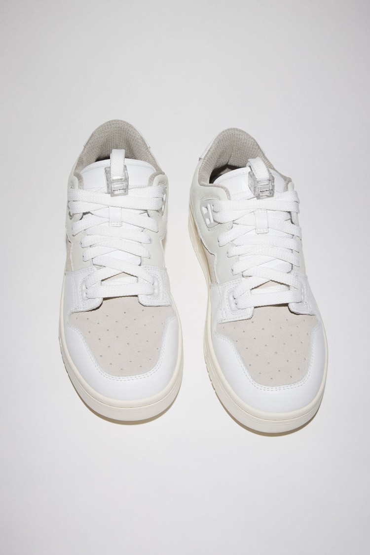 White / White Acne Studios Low Top Leather Men's Sneakers | GCZS-84715