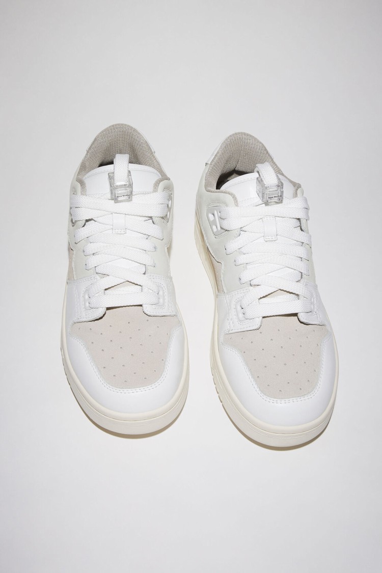 White / White Acne Studios Low Top Leather Women's Sneakers | TYFV-85031