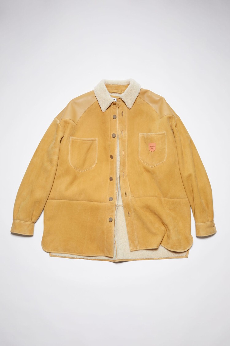 Yellow Acne Studios Leather Suede Shearling Men's Jackets | MERS-69072