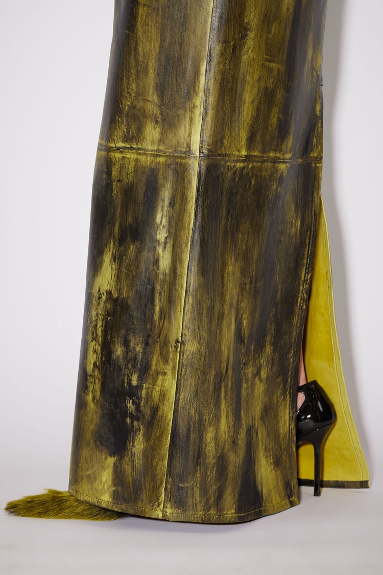 Yellow / Black Acne Studios High Waist Leather Maxi Women's Skirts | YNWJ-64835