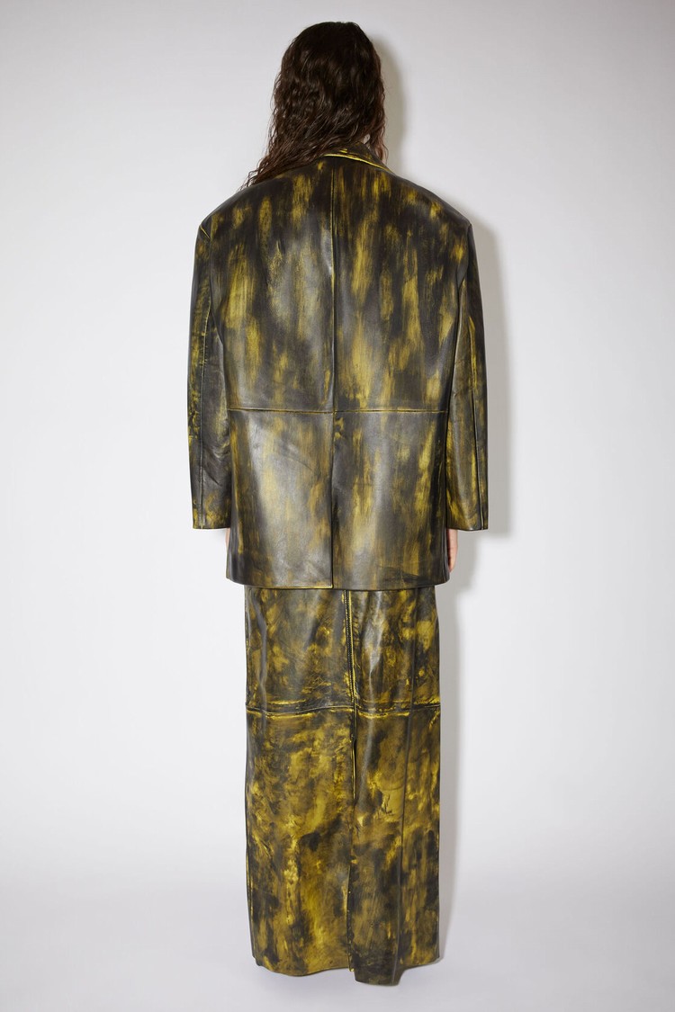 Yellow / Black Acne Studios Painted Leather Women's Suits | PZSJ-93418