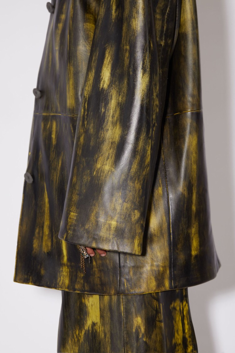 Yellow / Black Acne Studios Painted Leather Women's Jackets | ZHJR-28315