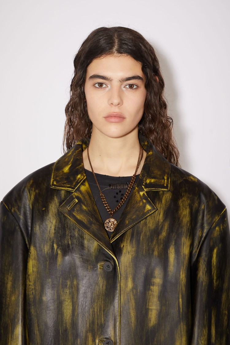 Yellow / Black Acne Studios Painted Leather Women's Jackets | ZHJR-28315