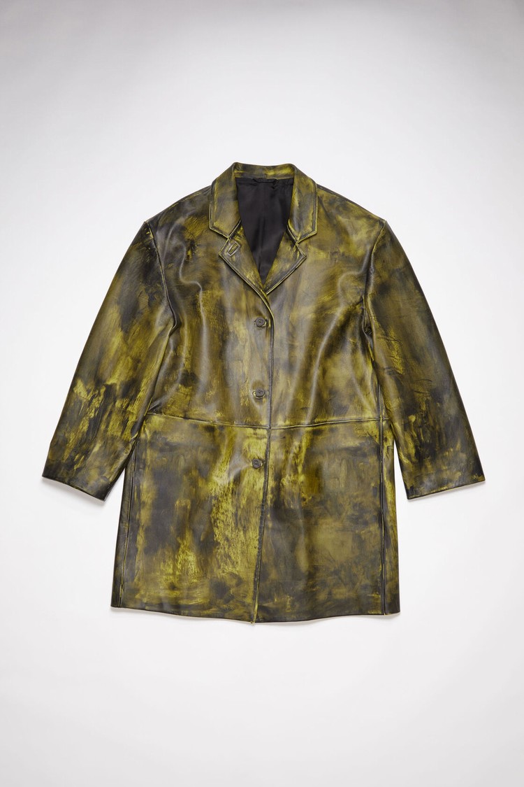 Yellow / Black Acne Studios Painted Leather Women's Jackets | ZHJR-28315