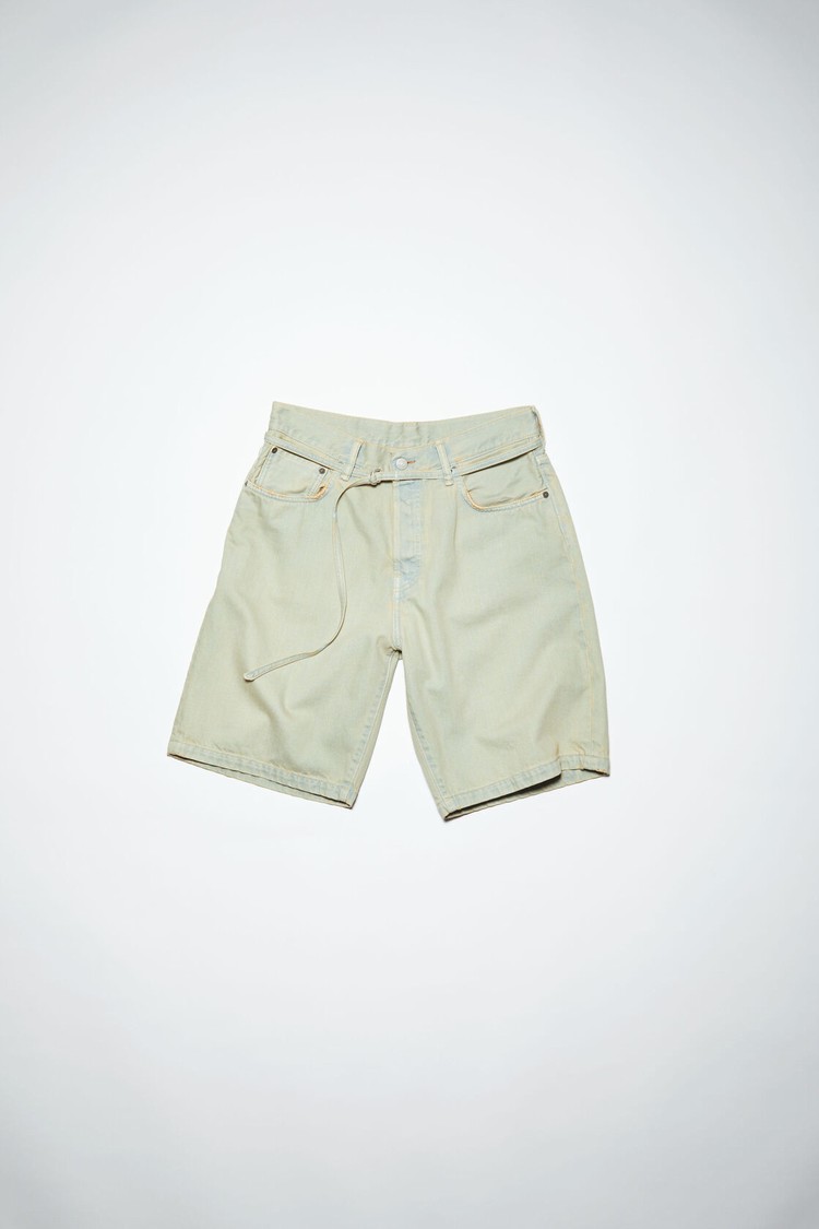 Yellow / Blue Acne Studios Loose Fit Denim Men's Shorts | EKUT-71369