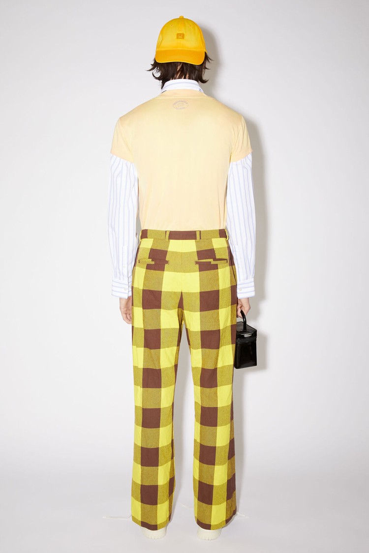 Yellow / Brown Acne Studios Check Men's Trousers | ALSW-61980