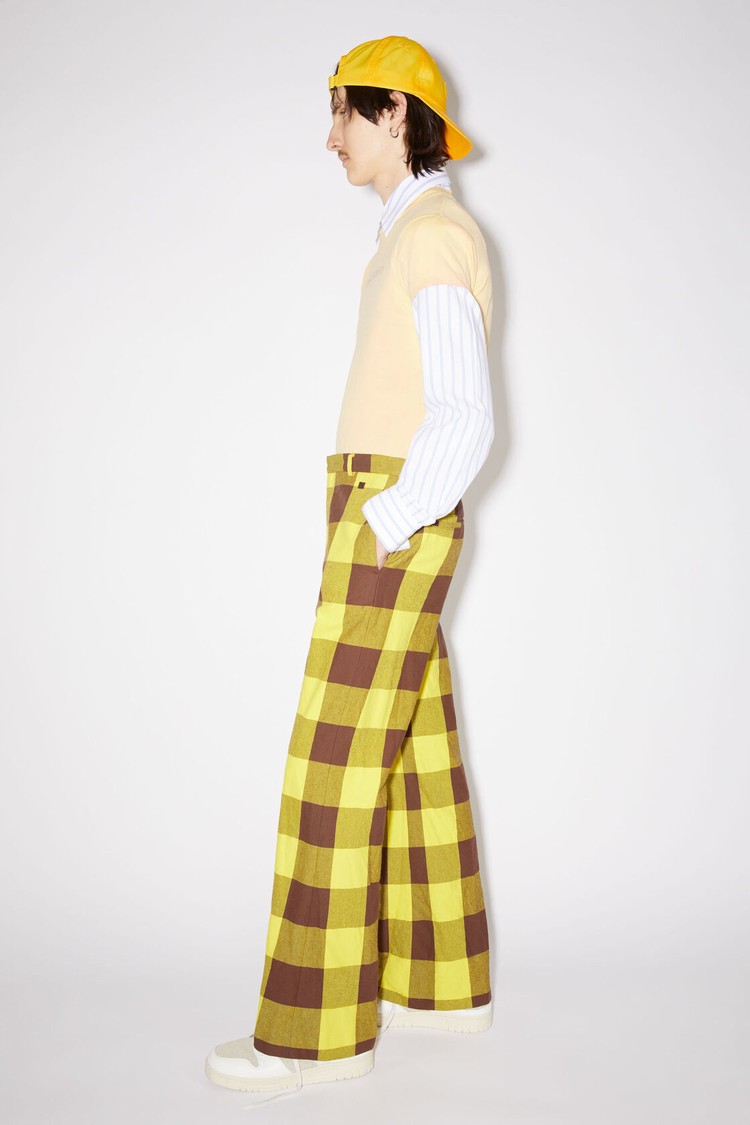 Yellow / Brown Acne Studios Check Men's Trousers | ALSW-61980