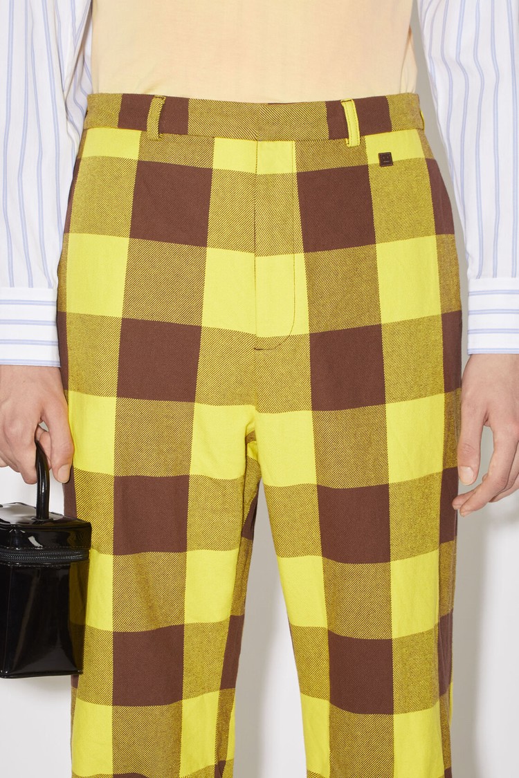 Yellow / Brown Acne Studios Check Men's Trousers | ALSW-61980