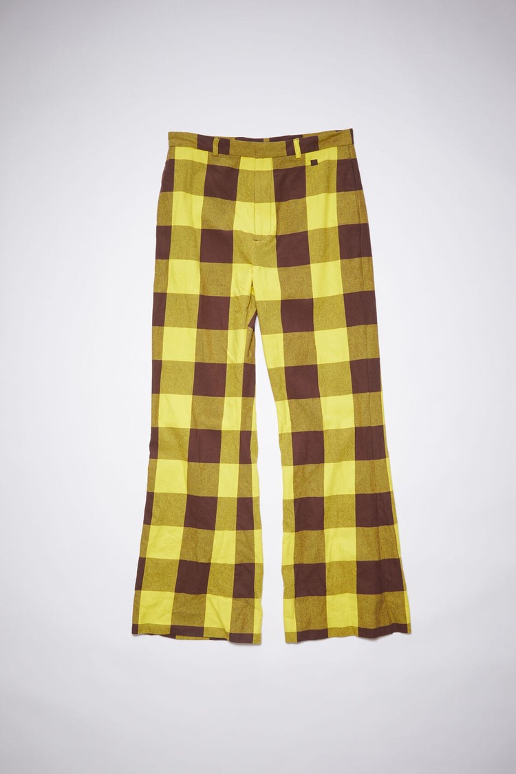 Yellow / Brown Acne Studios Check Men's Trousers | ALSW-61980