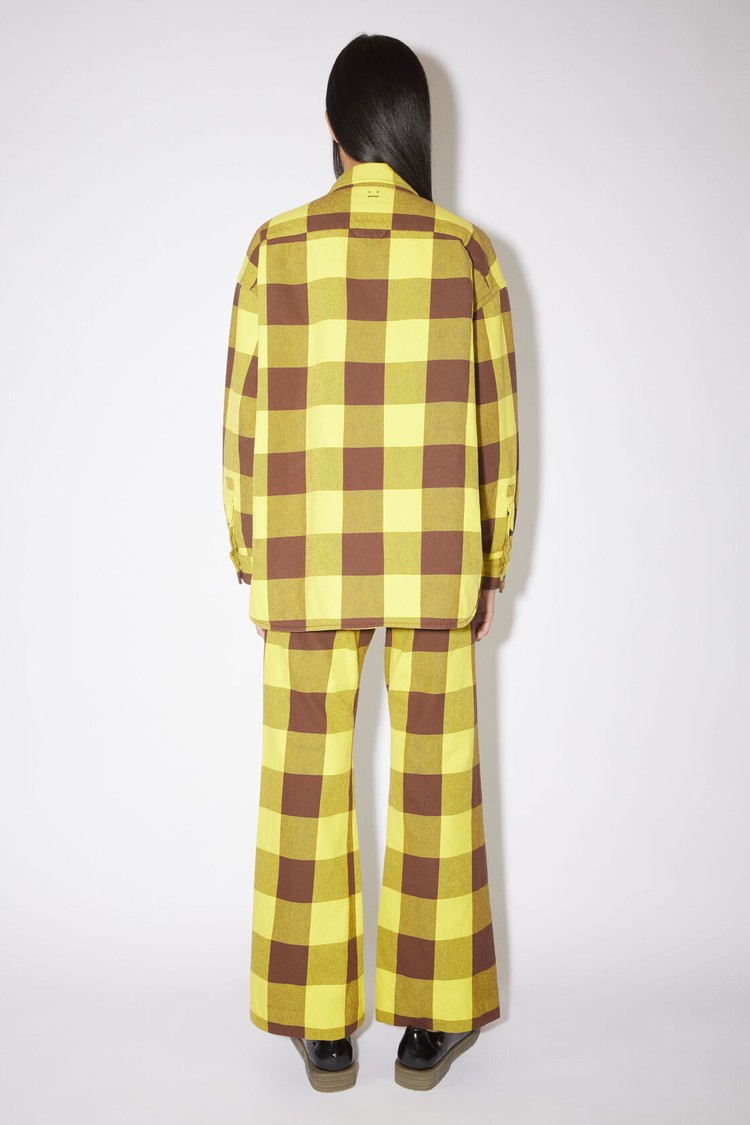 Yellow / Brown Acne Studios Check Padded Women's Coats | SELB-89765