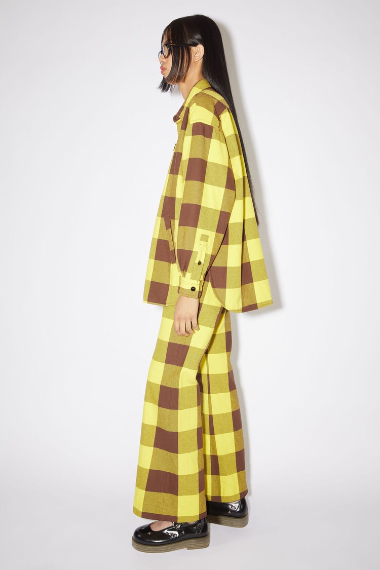 Yellow / Brown Acne Studios Check Padded Women's Coats | SELB-89765