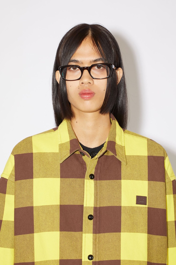 Yellow / Brown Acne Studios Check Padded Women's Coats | SELB-89765