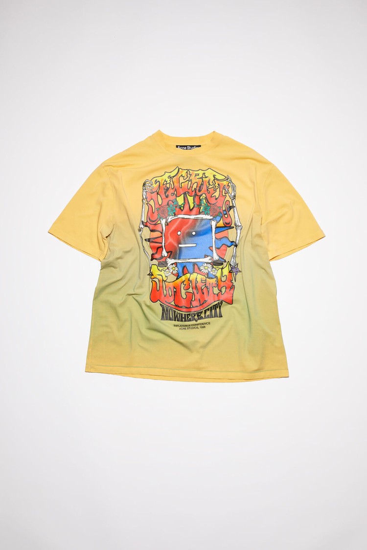 Yellow / Brown Acne Studios Screen Print Men's T Shirts | NPEU-78150