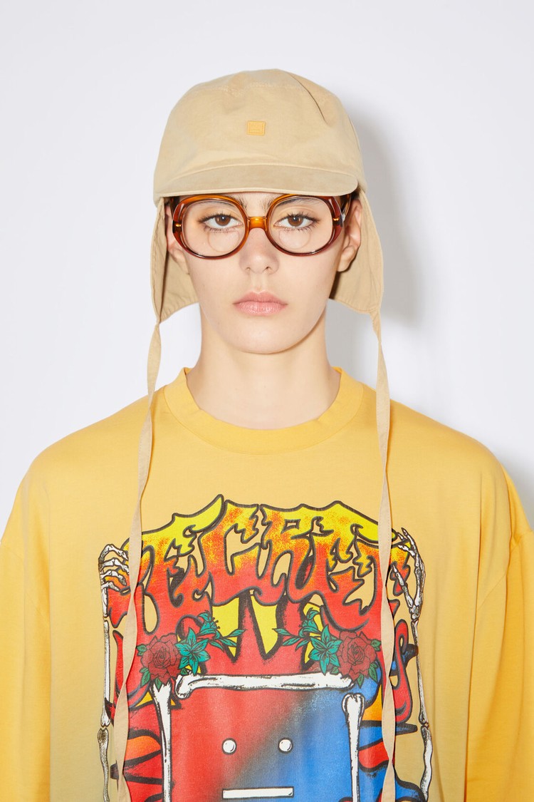 Yellow / Brown Acne Studios Screen Print Women's T Shirts | XVWC-04961