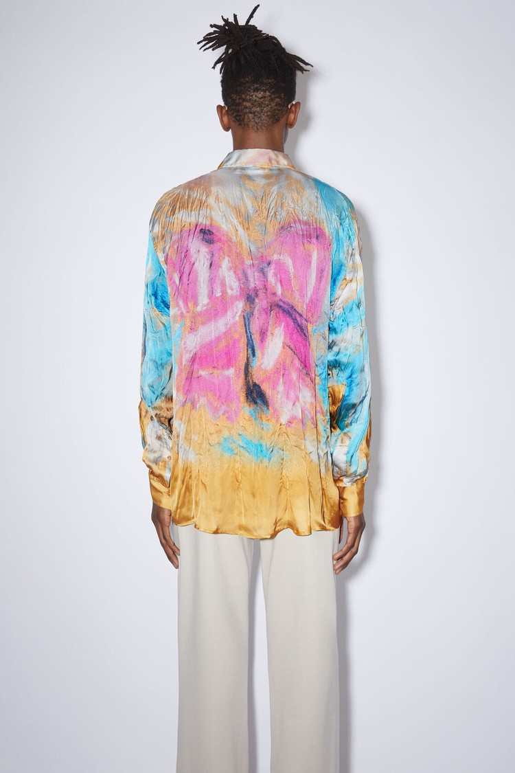 Yellow / Pink Acne Studios Printed Button-up Men's Shirts | VJGM-39724