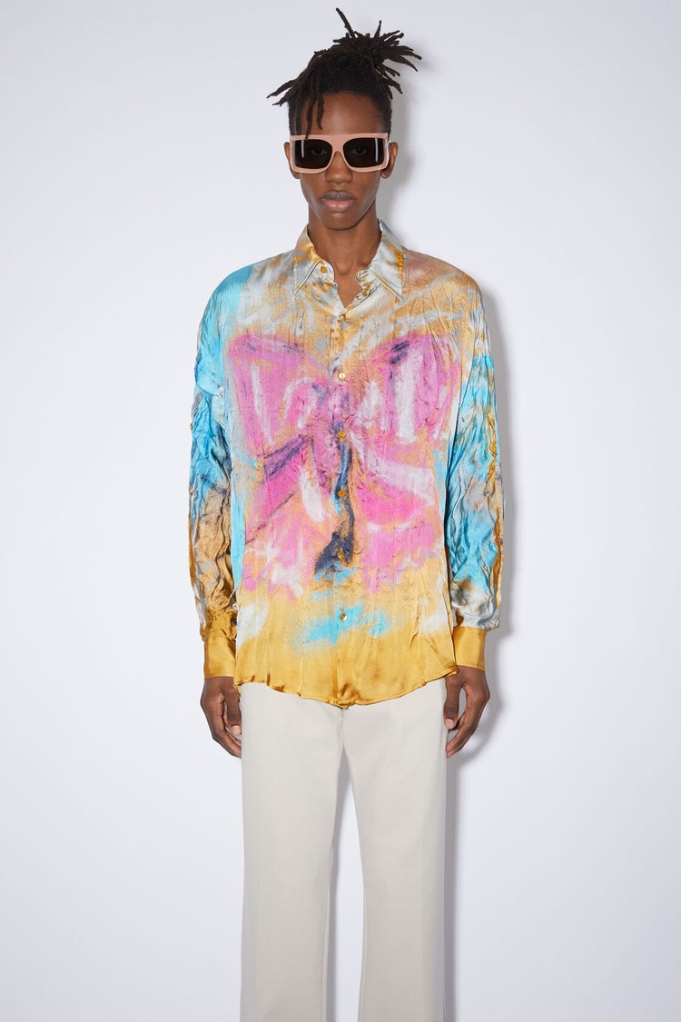 Yellow / Pink Acne Studios Printed Button-up Men\'s Shirts | VJGM-39724