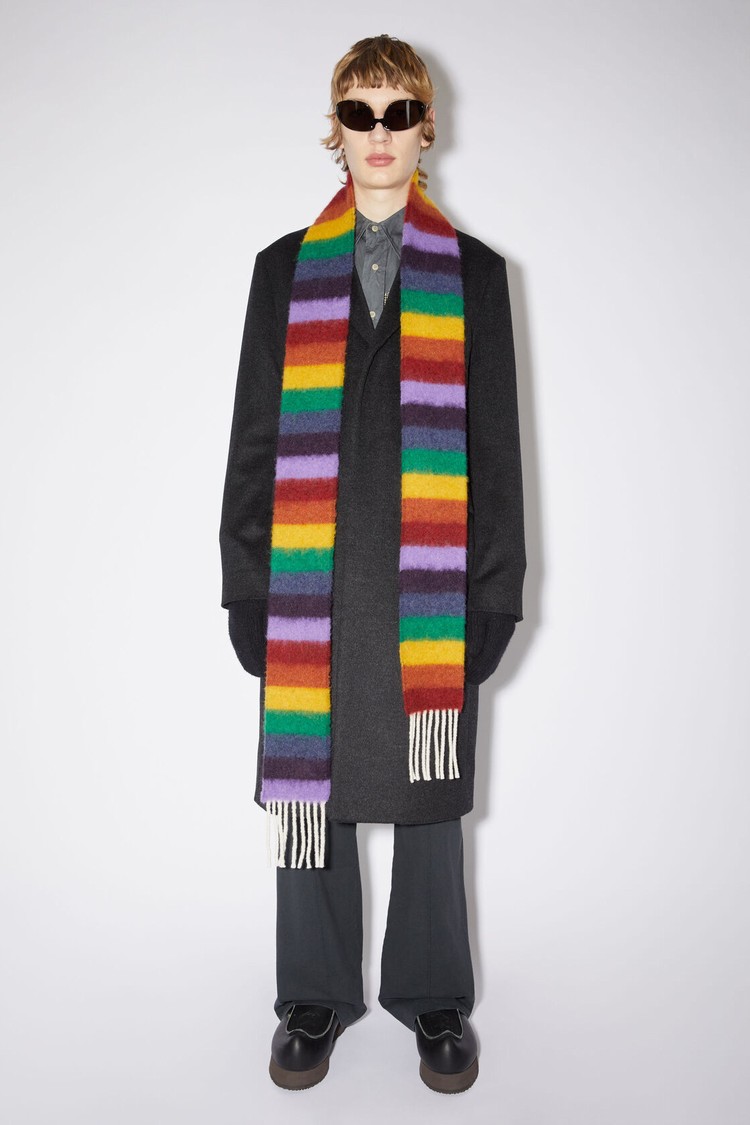 Yellow / Purple / Green Acne Studios Wool-apaca Fringe - Skinny Scarf | IVBO-60895