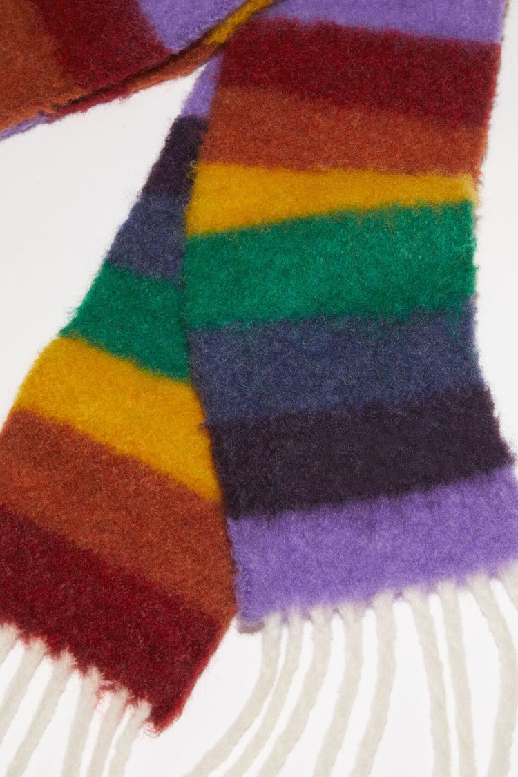 Yellow / Purple / Green Acne Studios Wool-apaca Fringe - Skinny Scarf | IVBO-60895