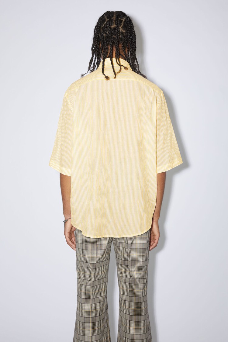 Yellow / White Acne Studios Short Sleeve Button-up Men's Shirts | LBCJ-90281